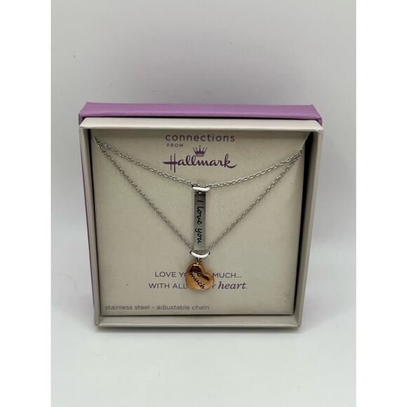 NWT - Connections from Hallmark Stainless Steel “ILY so much” Layered Necklace - Picture 2 of 8